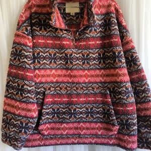 Tribal American Eagle Womens Fleece Jacket 1/4 Zip - Red Fair M